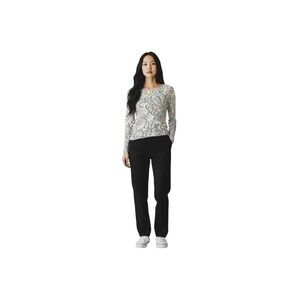 Tory Burch Cotton Print Long Sleeve Top Raw Hem Cuff Abstract‎ Pattern Women's M